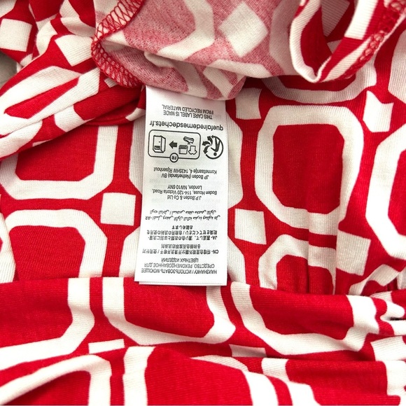 BODEN Amelie Stretch Jersey Dress Short Sleeve Geometric Red White Size US 6 - Picture 14 of 14